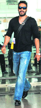 Bollywood star Ajay Devgn was spotted at the Chandigarh airport on Thursday