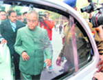 Finance Minister Pranab Mukherjee after Parliament was adjourned 