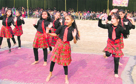 Students perform at the annual athletics meet at GMT School in Ludhiana.