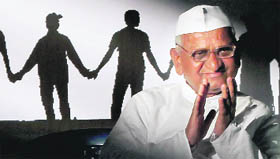 Anna Hazare at a public rally against corruption at Freedom Park in Bangalore on Saturday. 