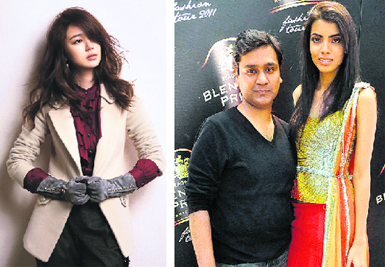 (L-R) Hollywood glam look is in this winter; Rakesh Agarwal with a model