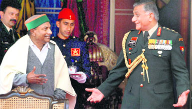 A file photo of Defence Minister AK Antony with Army Chief Gen VK Singh. 