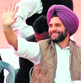 Rahul Gandhi in Tarn Taran on Wednesday. 