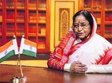 President Pratibha Devisingh Patil addresses the nation on the eve of the 63rd Republic Day in New Delhi on Wednesday.