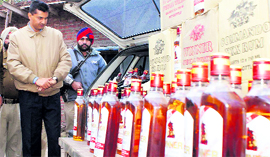 A recent liquor haul by the Shambhu police.