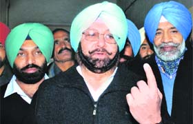 PPCC chief Amarinder Singh after voting in Patiala