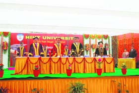 Dignitaries at the first convocation of the Himalayan Institute Hospital Trust near Dehradun