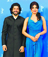 Actress Priyanka Chopra and director Farhan Akhtar pose at the photo call for the film Don — The King is Back during the 62 edition of International Film Festival Berlinale in Berlin