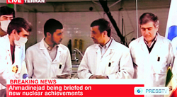 Iranian President Mahmoud Ahmadinejad is seen inside the Tehran research reactor.