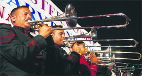 An Army band performs at Sector 17 in Chandigarh on Saturday.
