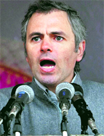 J&K CM Omar Abdullah at a gathering in Budgam.