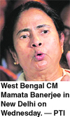 West Bengal CM Mamata Banerjee in New Delhi on Wednesday.  PTI