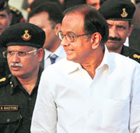 Home Minister P Chidambaram in Mumbai.