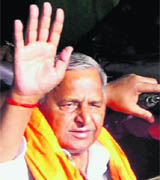 Mulayam Singh Yadav at the party office in Lucknow.