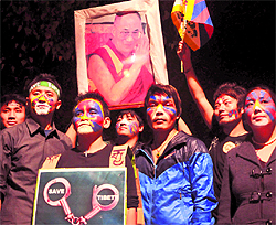 Tibetan students protest against Chinese occupation at Sector 17 in Chandigarh on Saturday