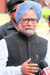 Prime Minister Manmohan Singh addresses mediapersons in New Delhi on Monday.