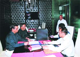 Income tax officials conduct a raid at the restaurant ‘Lobby’ in Sector 26, Chandigarh, on Wednesday