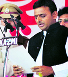 Akhilesh takes oath as UP CM in Lucknow.