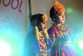 Children of Little Champ Playway School take part in dance during the annual function in Ludhiana