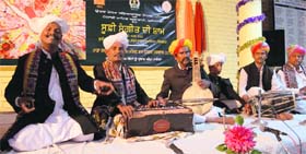 Desert melodies: Artistes from Jaisalmer perform during the ‘Sufi Sangeet Di Sham’, organised by the North Zone Cultural, Patiala, and Punjabi Sahitya Academy at Punjabi Bhawan in Ludhiana on Thursday