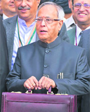 Finance Minister Pranab Mukherjee arrives at Parliament