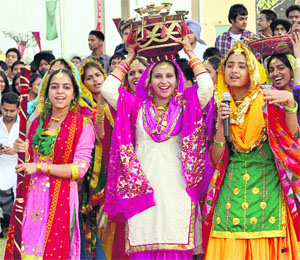 Students perform at a dance competition in Chitkara University, Baddi, on Monday.
