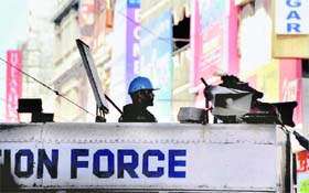 A paramilitary security personnel on duty