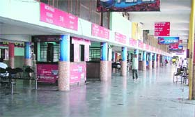 A deserted bus stand during Punjab Bandh in Ludhiana on Wednesday