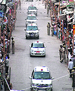 A security drill in progress ahead of Pakistan President Asif Ali Zardaris Ajmer visit