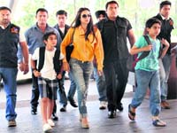 Glam queen: Malaika Arora Khan was spotted at the Chandigarh airport on Saturday