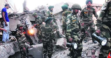 Rescue work in progress at Shital Fibres. File photo