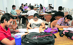 Students study at the new block of the AC Joshi Library, which is now officially opened, at Panjab University on Thursday