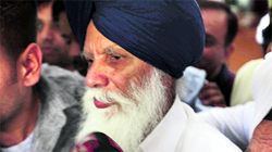 Punjab Agriculture Minister Tota Singh outside a court in Mohali on Saturday.