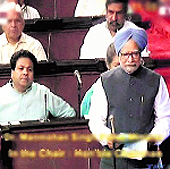 Prime Minister Manmohan Singh during a special sitting in the Rajya Sabha on Sunday