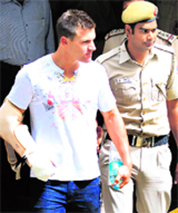 Australian IPL player Luke Pomerbach in police custody.