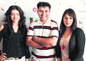 Moment of glory: (L-R) Jenny Ghhotra, Ravinder Ranguwal and Mandy Takhar who attended the film festival at Toronto recently