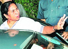 Trinamool Congress chief Mamata Banerjee interacts with the media in New Delhi. 