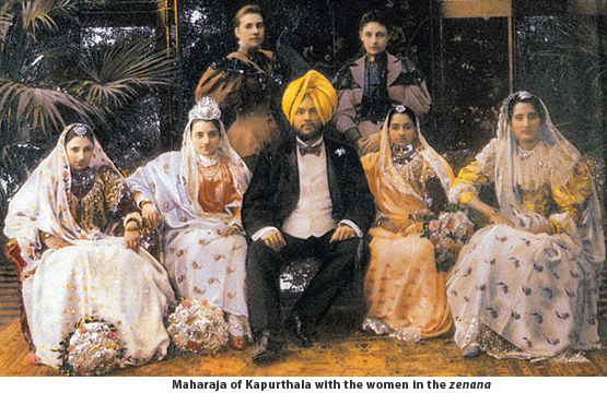 Maharaja of Kapurthala with the women in the zenana