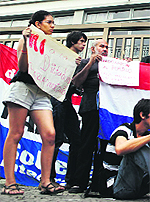 Protesters at the Rio summit. 