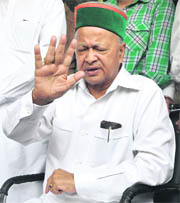 Virbhadra Singh after handing over his resignation