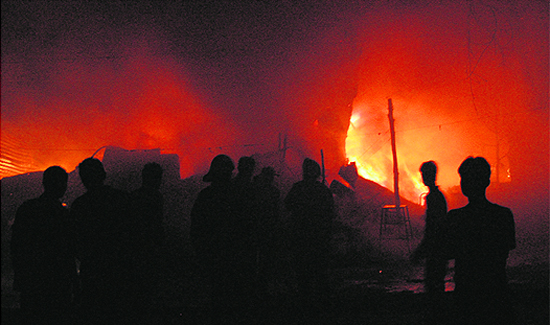 Three shops were damaged in a fire that broke out in the rehri market of Sector 19, Chandigarh, on Tuesday night. No casualty was reported. The cause of the fire is yet to be ascertained.