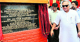 Union Minister Jairam Ramesh after laying the foundation of the laboratory in Mohali on Friday