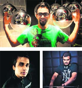 Tuned in: (Clockwise from top) DJs Sameer, Leon and Nawed Photo: Vicky Gharu