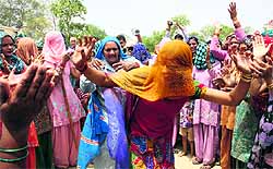 Women participants at Saturdays khap mahapanchayat near Jind