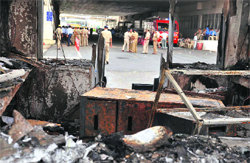 A view of the vandalised Maruti plant at Manesar. Tribune photo: Sayeed Ahmed