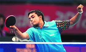 Soumyajit Ghosh during singles preliminary round match