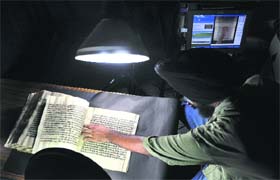Digitising of a rare book in progress