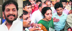 Gopal Kanda and (right) Co-accused Aruna Chadha in New Delhi