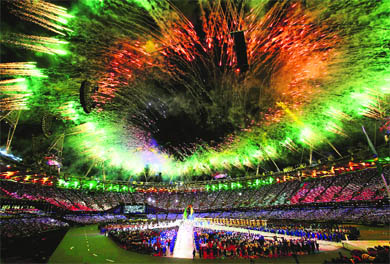 Fireworks light up the sky during the stylish yet informal closing ceremony of the Olympics. London bid a musical adieu to the Games with high voltage performances by the past, present and future from the world of music. 