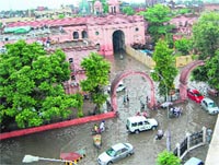 A view of the inundated Municipal Corporation office in Amritsar. Photo: Sammer Sehgal